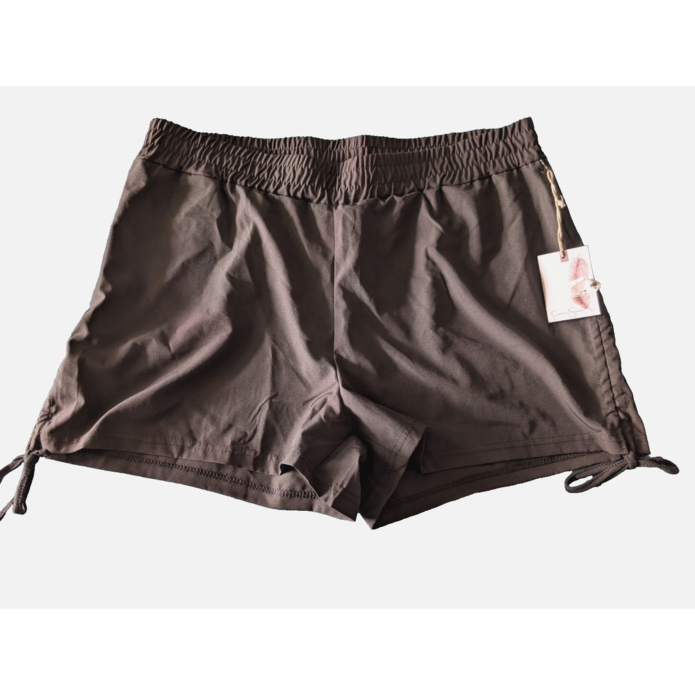 NWT Jessica Simpson Womens Black Athletic Shorts w Drawstring sides Size XL
